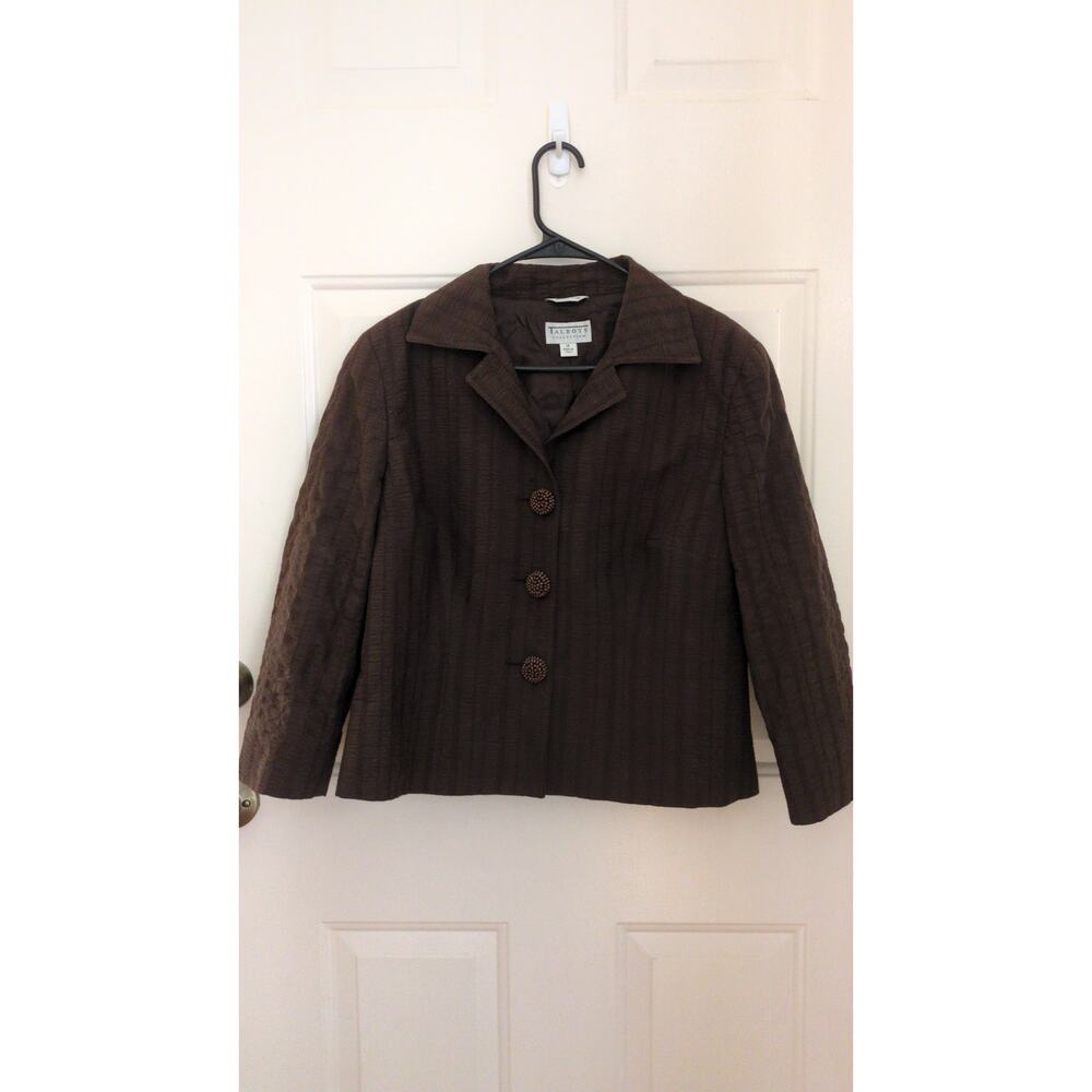 Vintage Talbots Made in Italy Brown 3 Button Blazer, 14, Retro, Business Casual